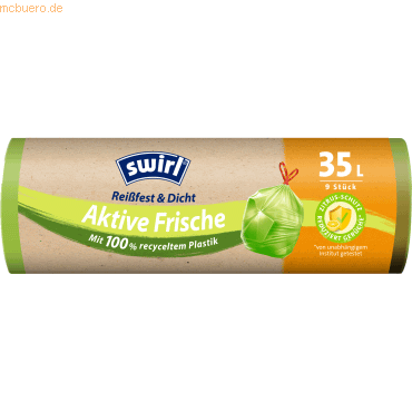 4008871215901 - Swirl® Müllbeutel Reißfest Aktive Frische 35 Liter Abfallbeutel mit leicht zitronigem Duft gegen unangenehme Gerüche 1 Rolle = 9 Beutel 4008871215901 - Swirl® Müllbeutel Reißfest Aktive Frische 35 Liter Abfallbeutel mit leicht zitronigem Duft gegen unangenehme Gerüche 1 Rolle = 9 Beutel