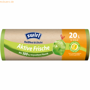 4008871215918 - Swirl® Müllbeutel Reißfest Aktive Frische 20 Liter Abfallbeutel mit leicht zitronigem Duft gegen unangenehme Gerüche 1 Rolle = 12 Beutel 4008871215918 - Swirl® Müllbeutel Reißfest Aktive Frische 20 Liter Abfallbeutel mit leicht zitronigem Duft gegen unangenehme Gerüche 1 Rolle = 12 Beutel