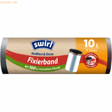 4008871216229 - Swirl® Müllbeutel Reißfest mit Fixierband 10 Liter Besonders reißfeste dichte und tropfsichere Mülltüten 1 Rolle = 15 Beutel 4008871216229 - Swirl® Müllbeutel Reißfest mit Fixierband 10 Liter Besonders reißfeste dichte und tropfsichere Mülltüten 1 Rolle = 15 Beutel