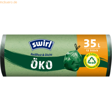 4008871217424 - Swirl® Öko Müllbeutel Reißfest 35 Liter Nachhaltige Abfallbeutel aus 95% Recyclingmaterial 1 Rolle = 12 Beutel 4008871217424 - Swirl® Öko Müllbeutel Reißfest 35 Liter Nachhaltige Abfallbeutel aus 95% Recyclingmaterial 1 Rolle = 12 Beutel