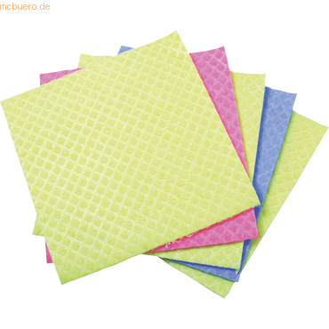 4009412022255 - Nicols - Schwammtuch 18 x 19 cm (b x l) 70 % Zellstoff 30 % Baumwolle farbig sortiert 5 St Pack 4009412022255 - Nicols - Schwammtuch 18 x 19 cm (b x l) 70 % Zellstoff 30 % Baumwolle farbig sortiert 5 St Pack