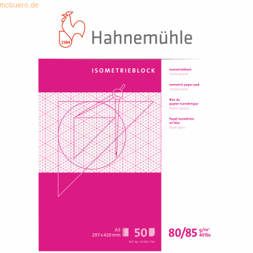4011367627621 - Isometrieblock A3 weiß blau 80 85g 50 Blatt 4011367627621 Hahnemühle 4011367627621 - Isometrieblock A3 weiß blau 80 85g 50 Blatt 4011367627621 Hahnemühle