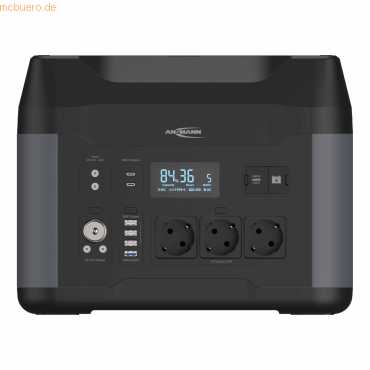 4013674195237 - ANSMANN Powerstation PS2200AC 3x AC Steckdose 2200 W 2x USB-C 3× USB-A 1× USB-A QC 4 Lademöglichkeiten LED-Lampe Tragegriffe schwarz 4013674195237 - ANSMANN Powerstation PS2200AC 3x AC Steckdose 2200 W 2x USB-C 3× USB-A 1× USB-A QC 4 Lademöglichkeiten LED-Lampe Tragegriffe schwarz
