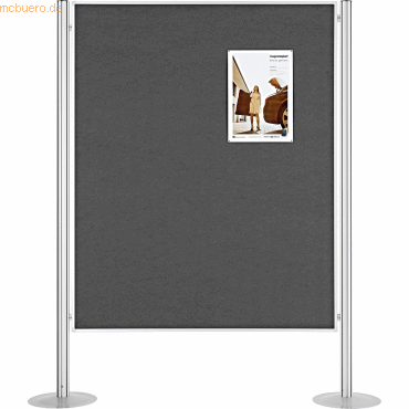 4013695001241 - Magnetoplan Präsentationswand SET 1 (B x H) 1350 mm x 2090 mm Filz Grau beidseitig verwendbar Pinntafel 1101001