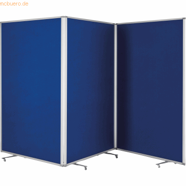 4013695058337 - Magnetoplan Präsentationswand large (B x H) 3610 mm x 1800 mm Filz Royalblau beidseitig verwendbar Pinntafel zusammenklappbar Inkl Rollen 1112003
