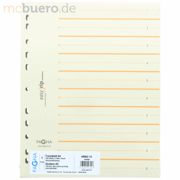 Pagna Trennblätter A4 2-farbig mit Perforation 100 Stück orange