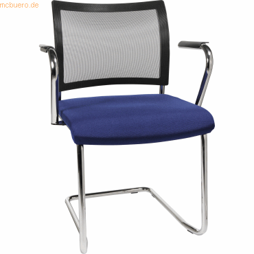 4014296358505 - Besucherstuhl Visit 20 Net blau schwarz   chrom mit Armlehnen Freischwinger 4014296358505 Topstar