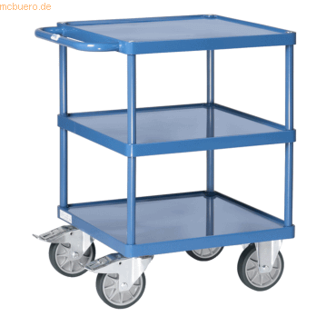 4017976068800 - Tischwagen Fetra 2416W bis 500 kg 3 Etagen mit Wannen Ladefläche L 600 x B 600 mm TPE-Bereifung Schiebegriff Stahl brillantblau 4017976068800 - Tischwagen Fetra 2416W bis 500 kg 3 Etagen mit Wannen Ladefläche L 600 x B 600 mm TPE-Bereifung Schiebegriff Stahl brillantblau