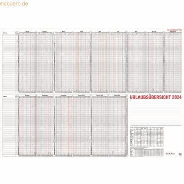 4021819012813 - Urlaubsplaner 12-80V 15 Monate   1 Seite 120x84cm für 60 Mitarbeiter 2025 4021819012813 Güss