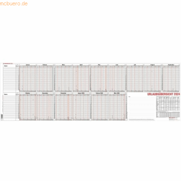 4021819125537 - Urlaubsübersicht 100x35cm für 25 Mitarbeiter zum Abheften 2023