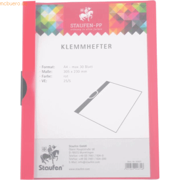 4021869946748 - 5 x Klemmhefter PP A4 rot 4021869946748 - 5 x Klemmhefter PP A4 rot