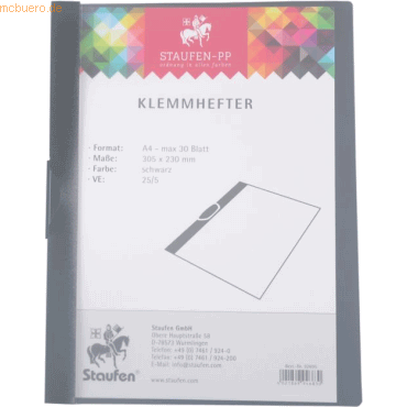 4021869946830 - 5 x Klemmhefter PP A4 schwarz