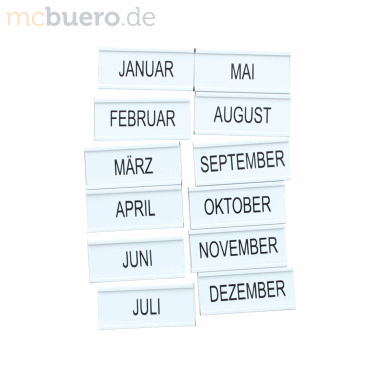 Ultradex Skala mit Monatsnamen Januar-Dezember magnetisch 45x20mm weiß