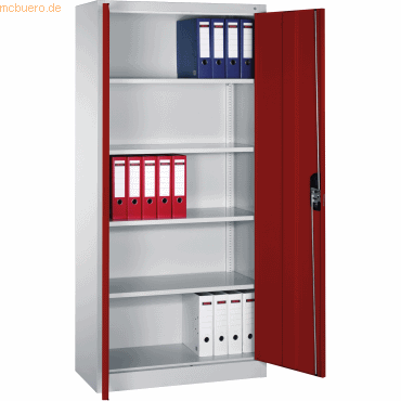 4025314088663 - Aktenschrank 9260-000 Stahl abschließbar 5 OH 93 x 195 x 40 cm rot lichtgrau 4025314088663 C+P-Möbel