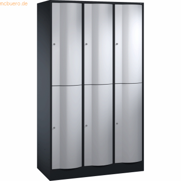 4025314236064 - Spind Resisto 8270-372 Metall 3 Abteile mit 6 Fächern abschließbar 115x195cm (BxH) silber 4025314236064 C+P-Möbel 4025314236064 - Spind Resisto 8270-372 Metall 3 Abteile mit 6 Fächern abschließbar 115x195cm (BxH) silber 4025314236064 C+P-Möbel
