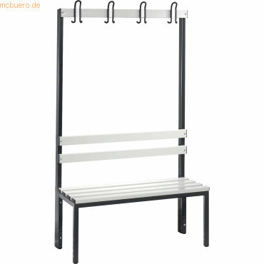 4025314582956 - Garderobenbank BASIC einseitig Hakenleiste Kunststoff Länge 1000 mm lichtgrau 4025314582956 - Garderobenbank BASIC einseitig Hakenleiste Kunststoff Länge 1000 mm lichtgrau