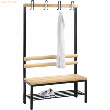 4025314583243 - Garderobenbank Basic 8050-110 Holz 100cm freistehend mit Hakenleiste mit Schuhregal buche anthrazit 4025314583243 C+P-Möbe