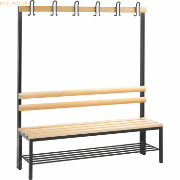 4025314598490 - Garderobenbank Basic 8051-110 Holz 150cm freistehend mit Hakenleiste mit Schuhregal buche anthrazit 4025314598490 C+P-Möbe 4025314598490 - Garderobenbank Basic 8051-110 Holz 150cm freistehend mit Hakenleiste mit Schuhregal buche anthrazit 4025314598490 C+P-Möbe
