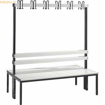 4025314599138 - Garderobenbank BASIC doppelseitig Hakenleiste Kunststoff Länge 1500 mm lichtgrau 4025314599138 - Garderobenbank BASIC doppelseitig Hakenleiste Kunststoff Länge 1500 mm lichtgrau