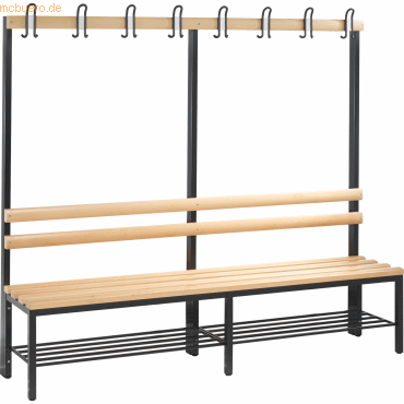 4025314601879 - Garderobenbank Basic 8052-110 Holz 196cm freistehend mit Hakenleiste mit Schuhregal buche anthrazit 4025314601879 C+P-Möb 4025314601879 - Garderobenbank Basic 8052-110 Holz 196cm freistehend mit Hakenleiste mit Schuhregal buche anthrazit 4025314601879 C+P-Möb