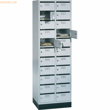 4025314649918 - C+P Verteilerschrank Intro H1950xB620xT490mm Korpus Lichtgrau Türen Lichtgrau Abteile 2 Abteilbreite 300 Fächer 22 Zylinderschloss 4025314649918 - C+P Verteilerschrank Intro H1950xB620xT490mm Korpus Lichtgrau Türen Lichtgrau Abteile 2 Abteilbreite 300 Fächer 22 Zylinderschloss