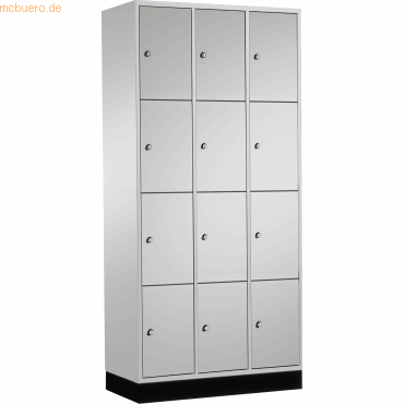 4025314701258 - INTRO Stahl-Schließfachschrank Fachhöhe 435 mm BxT 920 x 500 mm 12 Fächer Korpus lichtgrau Türen lichtgrau
