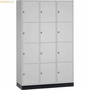 4025314701982 - INTRO Stahl-Schließfachschrank Fachhöhe 435 mm BxT 1220 x 500 mm 12 Fächer Korpus lichtgrau Türen lichtgrau