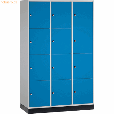 4025314702873 - INTRO Stahl-Schließfachschrank Fachhöhe 435 mm BxT 1220 x 600 mm 12 Fächer Korpus lichtgrau Türen lichtblau 4025314702873 - INTRO Stahl-Schließfachschrank Fachhöhe 435 mm BxT 1220 x 600 mm 12 Fächer Korpus lichtgrau Türen lichtblau
