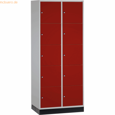 4025314712353 - INTRO Stahl-Schließfachschrank Fachhöhe 345 mm BxT 820 x 600 mm 10 Fächer Korpus lichtgrau Türen rubinrot 4025314712353 - INTRO Stahl-Schließfachschrank Fachhöhe 345 mm BxT 820 x 600 mm 10 Fächer Korpus lichtgrau Türen rubinrot