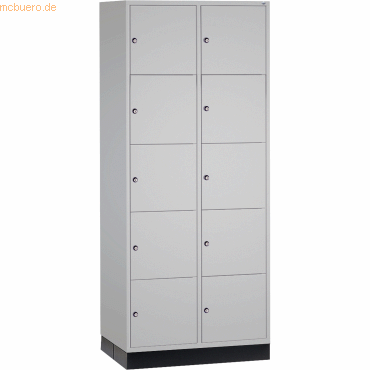 4025314712407 - INTRO Stahl-Schließfachschrank Fachhöhe 345 mm BxT 820 x 600 mm 10 Fächer Korpus lichtgrau Türen lichtgrau