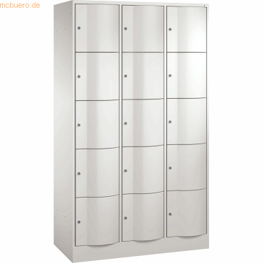 4025314716047 - C+P Schließfachschrank Resisto H1950xB1148xT540 Korpus Lichtgrau Türen Lichtgrau 3 Abteile 15 Fächer 4025314716047 - C+P Schließfachschrank Resisto H1950xB1148xT540 Korpus Lichtgrau Türen Lichtgrau 3 Abteile 15 Fächer