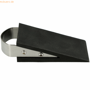 4027521521360 - Türstopper Keilform rutschfest mit Handgriff L 120 x B 50 x H 30 mm Edelstahl & Kunststoff schwarz-silber