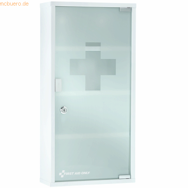 4027521523333 - Erste-Hilfe-Schrank First Aid Only ohne Inhalt 4 Fächer abschließbare Milchglastür Wandmontage B 300 x T 660 x H 120 mm Metall und Glas weiß 4027521523333 - Erste-Hilfe-Schrank First Aid Only ohne Inhalt 4 Fächer abschließbare Milchglastür Wandmontage B 300 x T 660 x H 120 mm Metall und Glas weiß