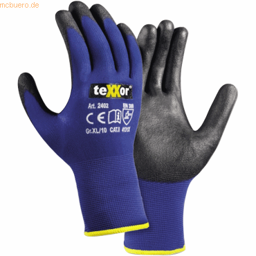 4031301060802 - Arbeitshandschuhe touch 95% Polyurethan 5% Carbon blau schwarz Größe 10   XL 4031301060802 BIG