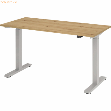 4032062189368 - Schreibtisch Mini VXMST614 R S elektrisch höhenverstellbar 140x672cm (BxT) rechteckig asteiche Silber 4032062189368 Hamm 4032062189368 - Schreibtisch Mini VXMST614 R S elektrisch höhenverstellbar 140x672cm (BxT) rechteckig asteiche Silber 4032062189368 Hamm