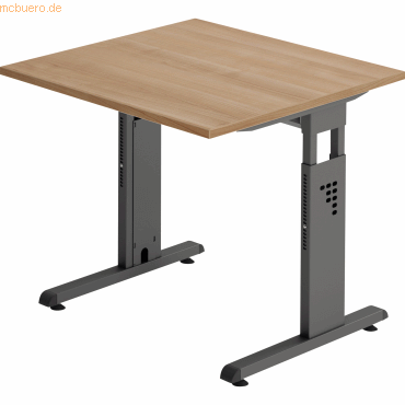 4032062190173 - Schreibtisch O-Serie VOS08 N G manuell höhenverstellbar 65-85cm (H) 80x80cm (BxT) rechteckig nussbaum   graphit 40320621901