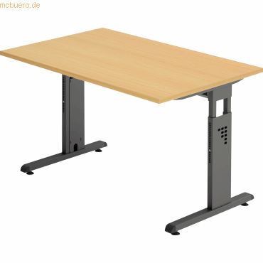 4032062190210 - Schreibtisch O-Serie VOS12 6 G manuell höhenverstellbar 65-85cm (H) 120x80cm (BxT) rechteckig buche   graphit 4032062190210