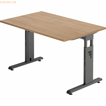 4032062190234 - Schreibtisch O-Serie VOS12 N G manuell höhenverstellbar 65-85cm (H) 120x80cm (BxT) rechteckig nussbaum   graphit 4032062190