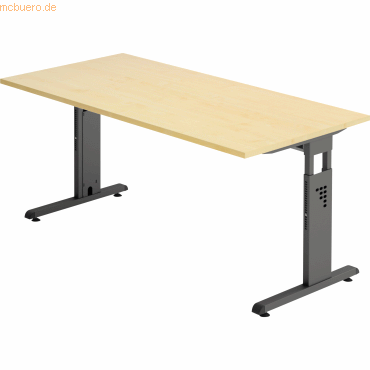 4032062190272 - Schreibtisch O-Serie VOS16 3 G manuell höhenverstellbar 65-85cm (H) 160x80cm (BxT) rechteckig ahorn   graphit 4032062190272