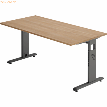 4032062190319 - Schreibtisch O-Serie VOS16 N G manuell höhenverstellbar 65-85cm (H) 160x80cm (BxT) rechteckig nussbaum graphit 4032062190 4032062190319 - Schreibtisch O-Serie VOS16 N G manuell höhenverstellbar 65-85cm (H) 160x80cm (BxT) rechteckig nussbaum graphit 4032062190