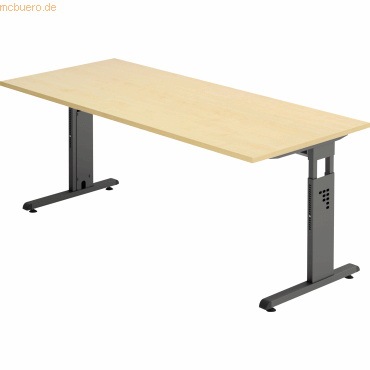 4032062190357 - Schreibtisch O-Serie VOS19 3 G manuell höhenverstellbar 65-85cm (H) 180x80cm (BxT) rechteckig ahorn graphit 4032062190357 4032062190357 - Schreibtisch O-Serie VOS19 3 G manuell höhenverstellbar 65-85cm (H) 180x80cm (BxT) rechteckig ahorn graphit 4032062190357