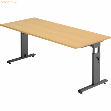 4032062190371 - Schreibtisch O-Serie VOS19 6 G manuell höhenverstellbar 65-85cm (H) 180x80cm (BxT) rechteckig buche graphit 4032062190371 4032062190371 - Schreibtisch O-Serie VOS19 6 G manuell höhenverstellbar 65-85cm (H) 180x80cm (BxT) rechteckig buche graphit 4032062190371