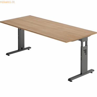 4032062190395 - Schreibtisch O-Serie VOS19 N G manuell höhenverstellbar 65-85cm (H) 180x80cm (BxT) rechteckig nussbaum   graphit 4032062190