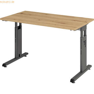 4032062190630 - Schreibtisch O-Serie mini VOS612 R G manuell höhenverstellbar 65-85cm (H) 120x672cm (BxT) rechteckig eiche graphit 403206 4032062190630 - Schreibtisch O-Serie mini VOS612 R G manuell höhenverstellbar 65-85cm (H) 120x672cm (BxT) rechteckig eiche graphit 403206