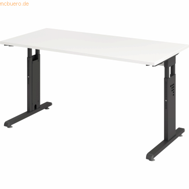 4032062190661 - Schreibtisch O-Serie mini VOS614 W G manuell höhenverstellbar 65-85cm (H) 140x672cm (BxT) rechteckig weiß   graphit 4032062