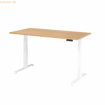4032062191163 - HAMMERBACHER XDKB16 elektrisch höhenverstellbarer Schreibtisch eiche rechteckig C-Fuß-Gestell weiß 1600 x 800 cm 4032062191163 - HAMMERBACHER XDKB16 elektrisch höhenverstellbarer Schreibtisch eiche rechteckig C-Fuß-Gestell weiß 1600 x 800 cm