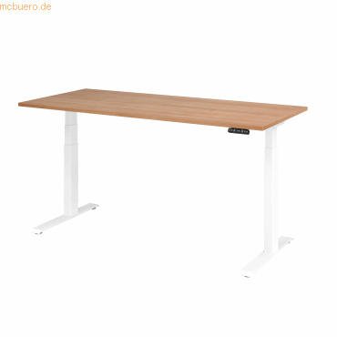 4032062191279 - HAMMERBACHER XDKB19 elektrisch höhenverstellbarer Schreibtisch nussbaum rechteckig C-Fuß-Gestell weiß 1800 x 800 cm