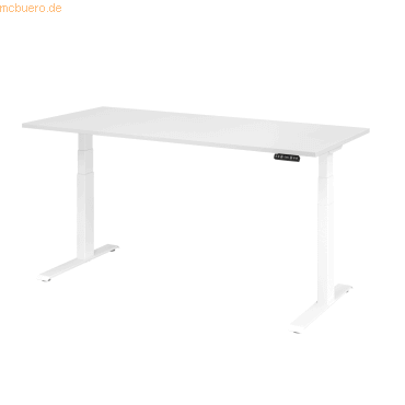 4032062191293 - HAMMERBACHER XDKB19 elektrisch höhenverstellbarer Schreibtisch weiß rechteckig C-Fuß-Gestell weiß 1800 x 800 cm