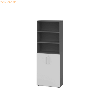 4032062305706 - eurokraft pro Büroregalschrank 5 Fachböden 6 Ordnerhöhen davon 3 offen graphit lichtgrau 4032062305706 - eurokraft pro Büroregalschrank 5 Fachböden 6 Ordnerhöhen davon 3 offen graphit lichtgrau