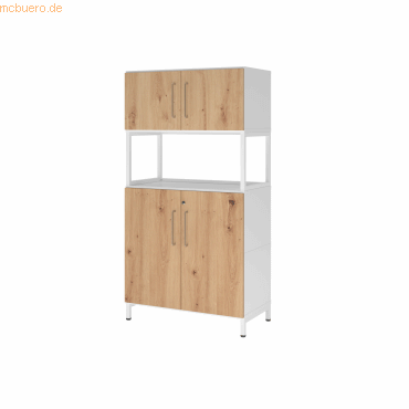 4032062308431 - Hammerbacher Kombischrank FlexWall 4OH 1offen Sockel weißasteiche 4032062308431 Hammerbacher GmbH 4032062308431 - Hammerbacher Kombischrank FlexWall 4OH 1offen Sockel weißasteiche 4032062308431 Hammerbacher GmbH
